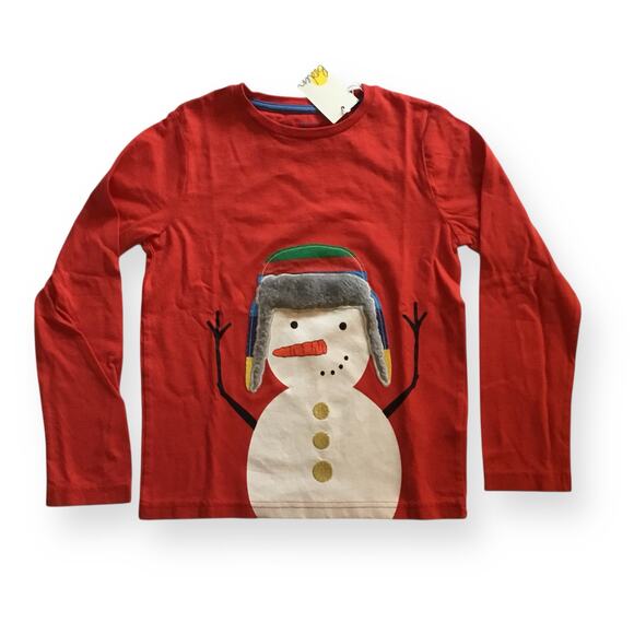 NWT Mini Boden snowman appliqué tee - Picture 1 of 4